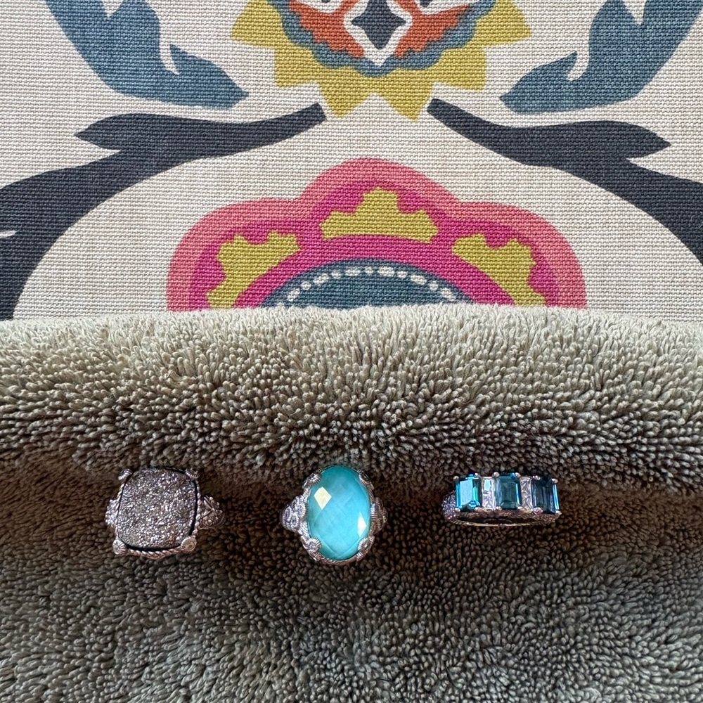 Judith Ripka! Elegant Silver and Blue Rings!